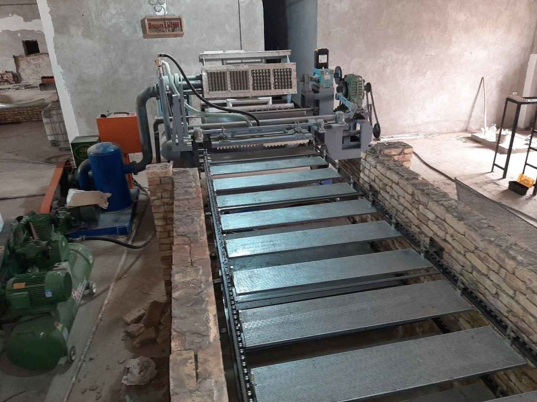 पीएलसी नियंत्रित स्वचालित अंडा ट्रे बनाने की मशीन 5000-6000pcs/hour पुनर्नवीनीकरण कागज पल्प मोल्डिंग उत्पादन लाइन
