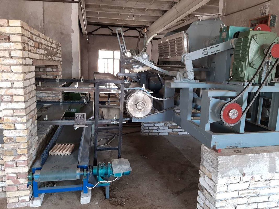 पीएलसी नियंत्रित स्वचालित अंडा ट्रे बनाने की मशीन 5000-6000pcs/hour पुनर्नवीनीकरण कागज पल्प मोल्डिंग उत्पादन लाइन